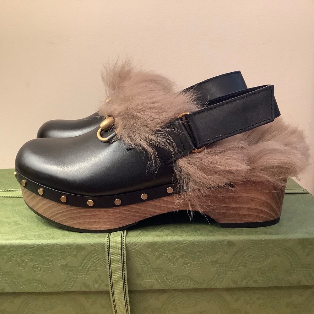 Gucci Black Leather Amsel Clogs
